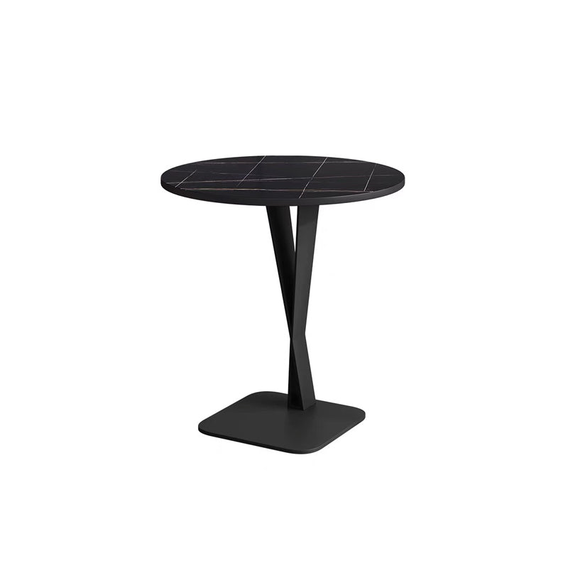 Pedestal Base Design Rock Plate Top White/black/white Gold/black Gold Round Side Table