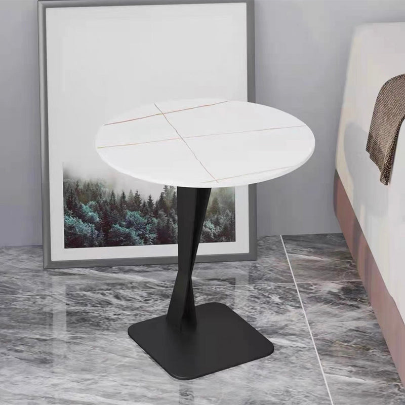 Pedestal Base Design Rock Plate Top White/black/white Gold/black Gold Round Side Table