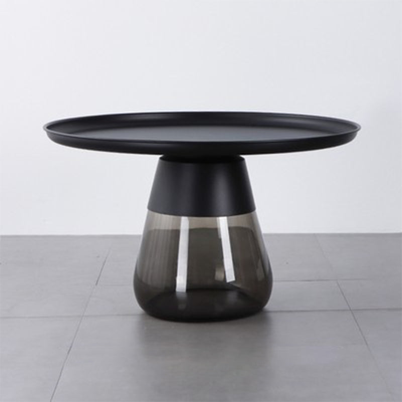 Modern Style Metal Desktop Glass Base Can Be Stored Round Side Table