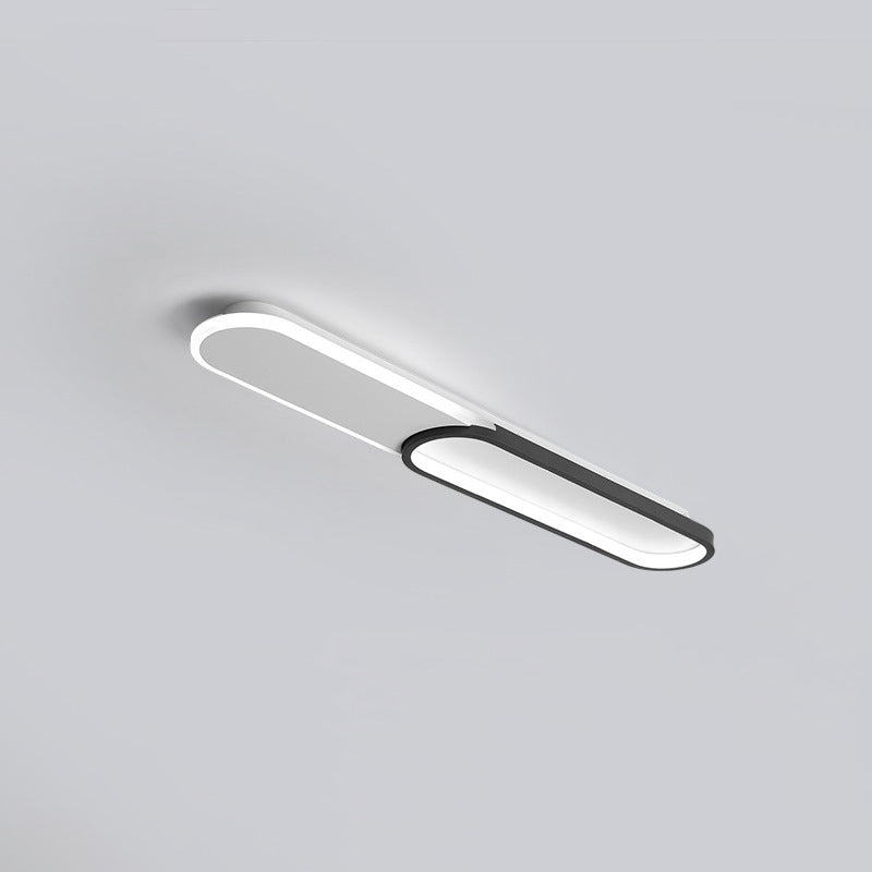 Modern Style Oval Ceiling Lights Metal 2 Light Ceiling Lamps for Bedroom in Black