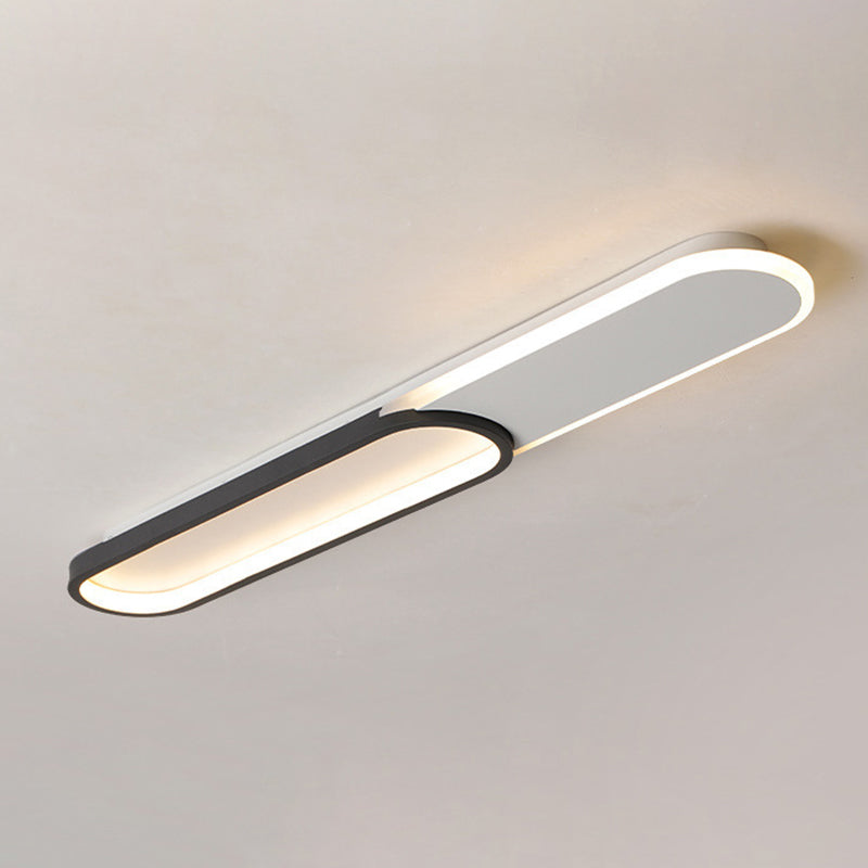 Modern Style Oval Ceiling Lights Metal 2 Light Ceiling Lamps for Bedroom in Black