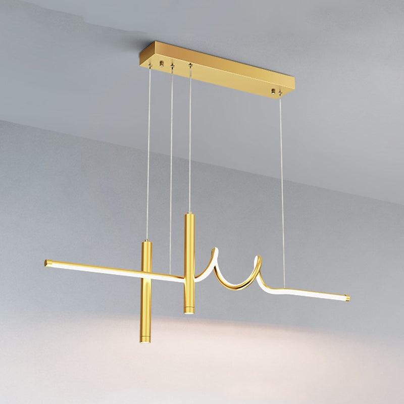 Metal Linear Shade Island Pendant Modern Style Multi Light Island Lighting for Living Room