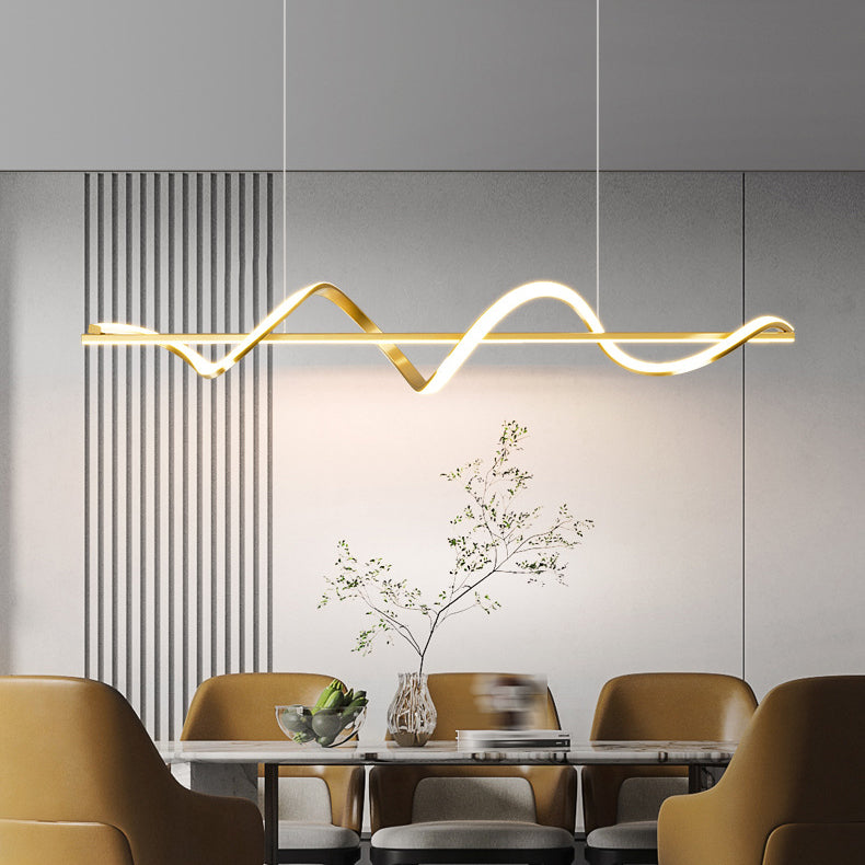 Metal Linear Shade Island Pendant Modern Style Multi Light Island Lighting for Living Room