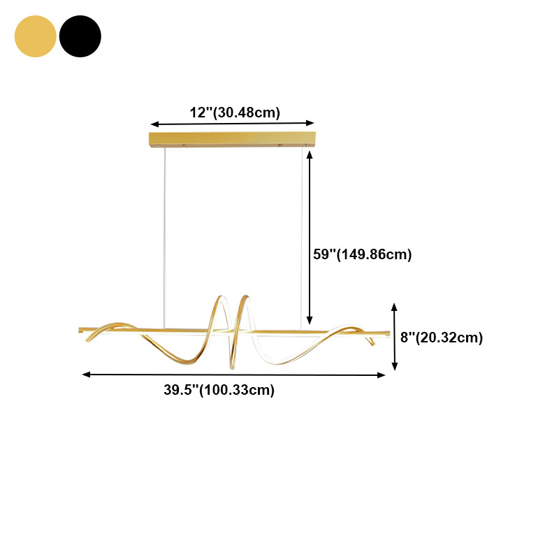 Metal Linear Shade Island Pendant Modern Style Multi Light Island Lighting for Living Room