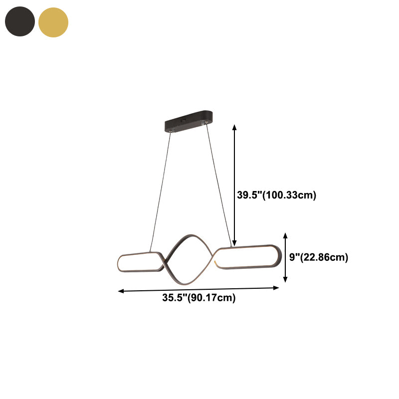 Linear Shape Island Pendant Contemporary Style Metal 1 Light Pendant Lighting Fixture