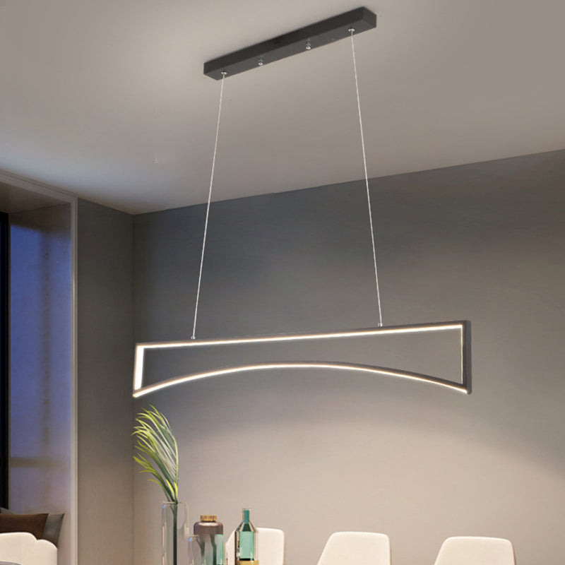 Linear Shape Island Pendant Contemporary Style Metal Single Light Island Light Fixture