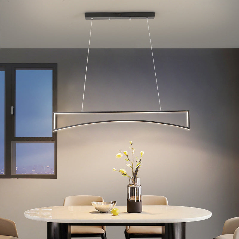 Linear Shape Island Pendant Contemporary Style Metal Single Light Island Light Fixture