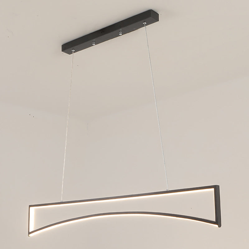 Linear Shape Island Pendant Contemporary Style Metal Single Light Island Light Fixture