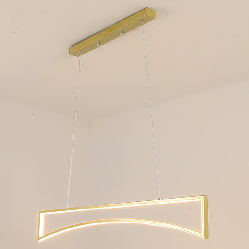 Linear Shape Island Pendant Contemporary Style Metal Single Light Island Light Fixture