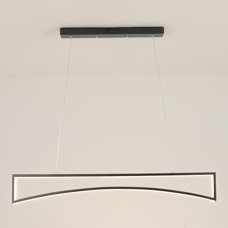 Linear Shape Island Pendant Contemporary Style Metal Single Light Island Light Fixture