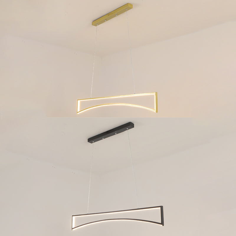 Linear Shape Island Pendant Contemporary Style Metal Single Light Island Light Fixture