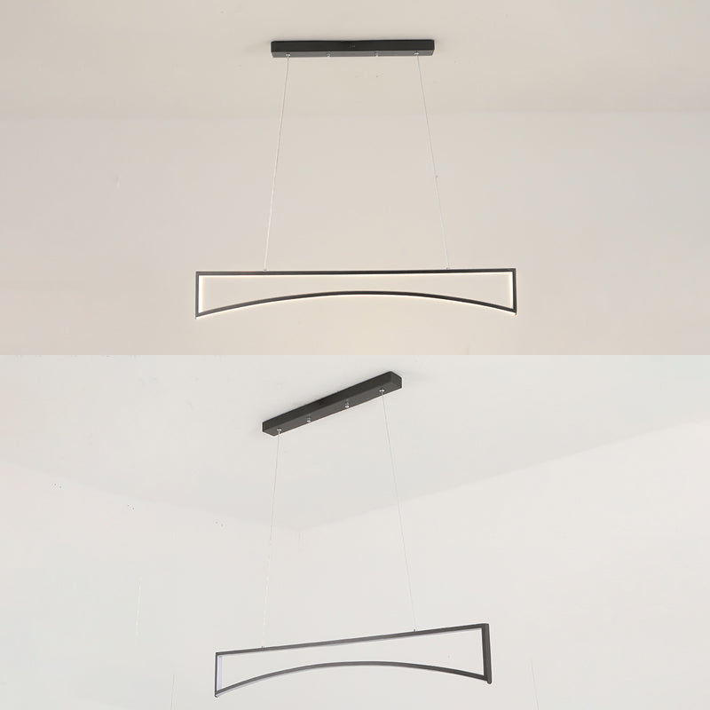 Linear Shape Island Pendant Contemporary Style Metal Single Light Island Light Fixture