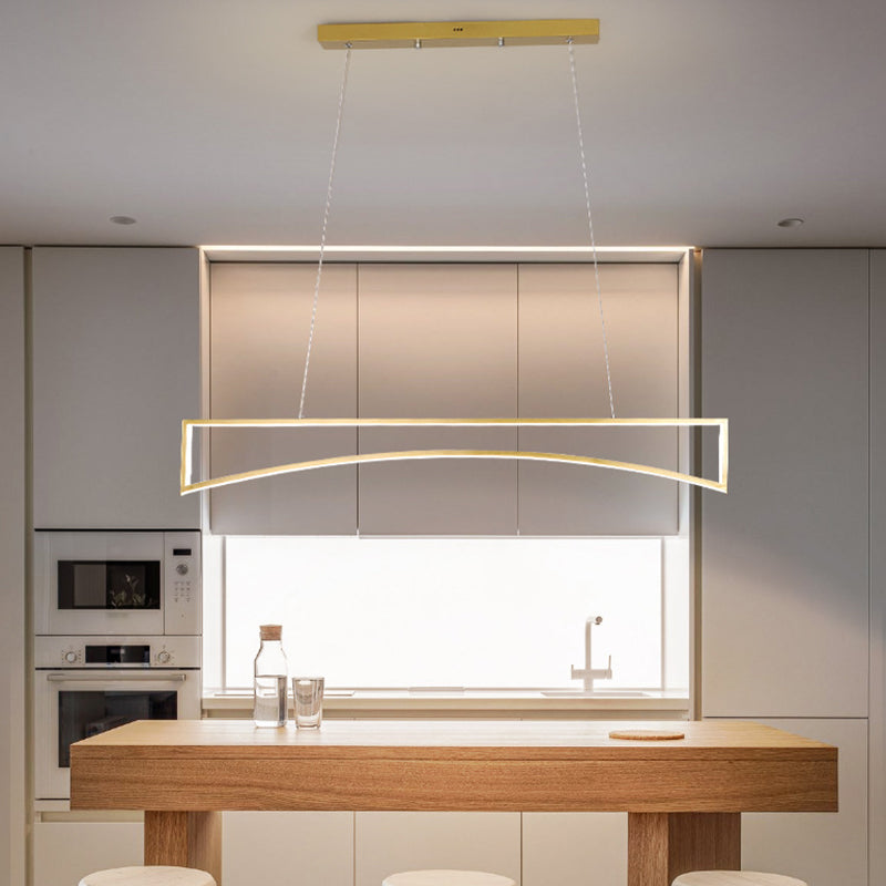 Linear Shape Island Pendant Contemporary Style Metal Single Light Island Light Fixture