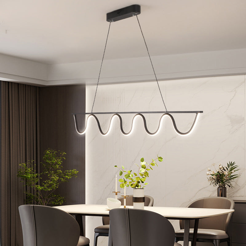 Linear Shape Island Pendant Contemporary Style Metal 1 Light Island Lighting