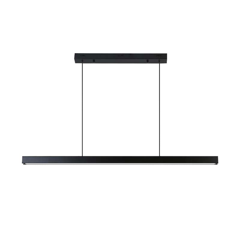 Linear Shape Island Pendant Contemporary Metal 1 Light Pendant Lighting Fixture in Black