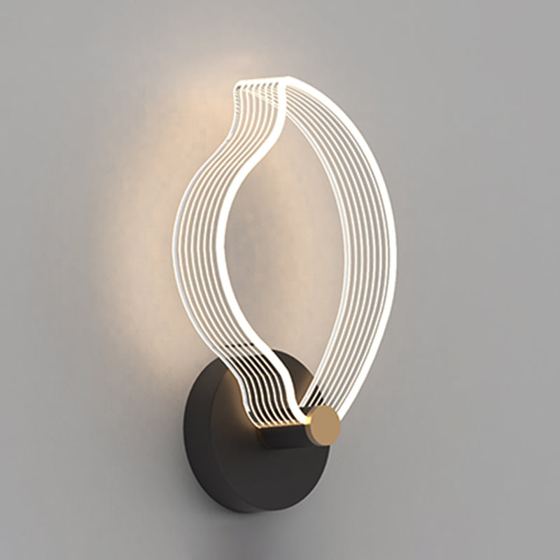 Geometry Shape Metal Wall Lighting Idea Modern Style 1 Light Wall Mounted Lamp in Black