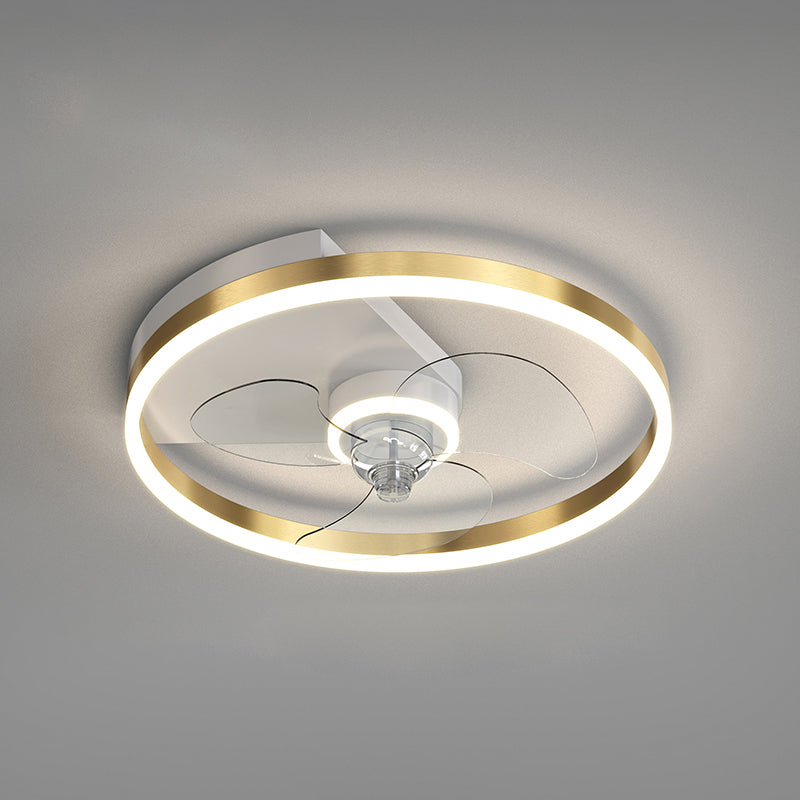 Metal Round Fan Ceiling Lighting Modern Style 1-Light Flush Mount Lamp