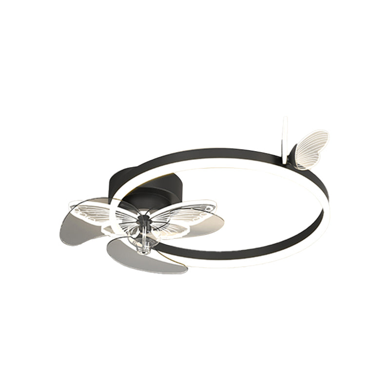 Metal Round Fan Ceiling Lighting Modern Style 1-Light Flush Mount Lamp