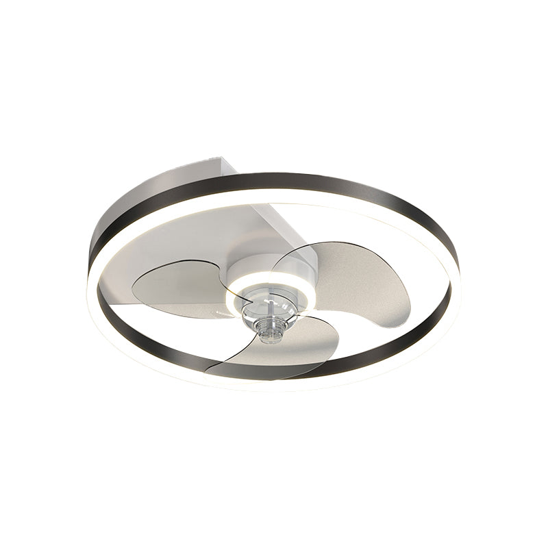 Metal Round Fan Ceiling Lighting Modern Style 1-Light Flush Mount Lamp