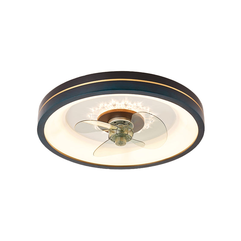 LED Wooden Ceiling Fan Light Modern Ceiling Mount Lamp with Acrylic Shade for Living Room