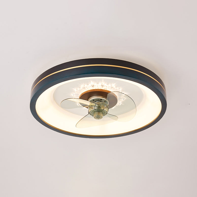 LED Wooden Ceiling Fan Light Modern Ceiling Mount Lamp with Acrylic Shade for Living Room