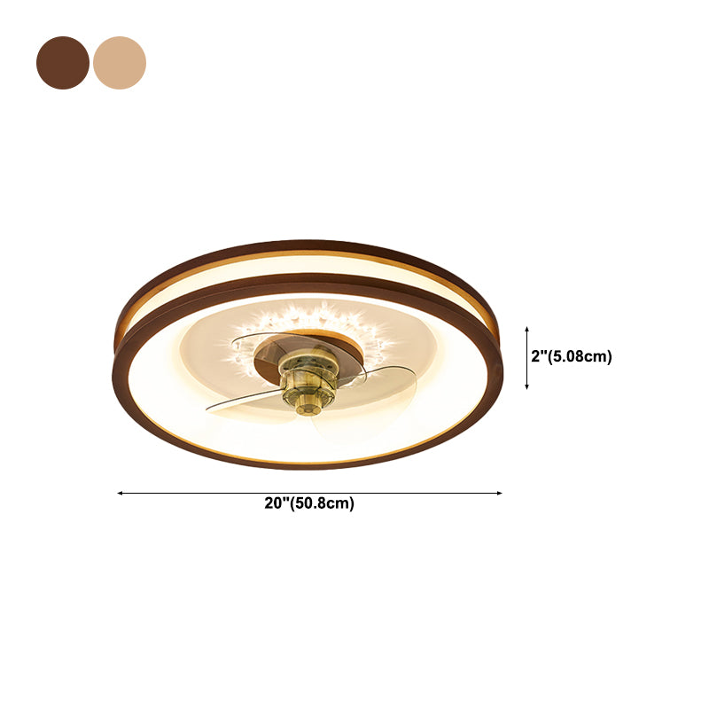 LED Wooden Ceiling Fan Light Modern Ceiling Mount Lamp with Acrylic Shade for Living Room