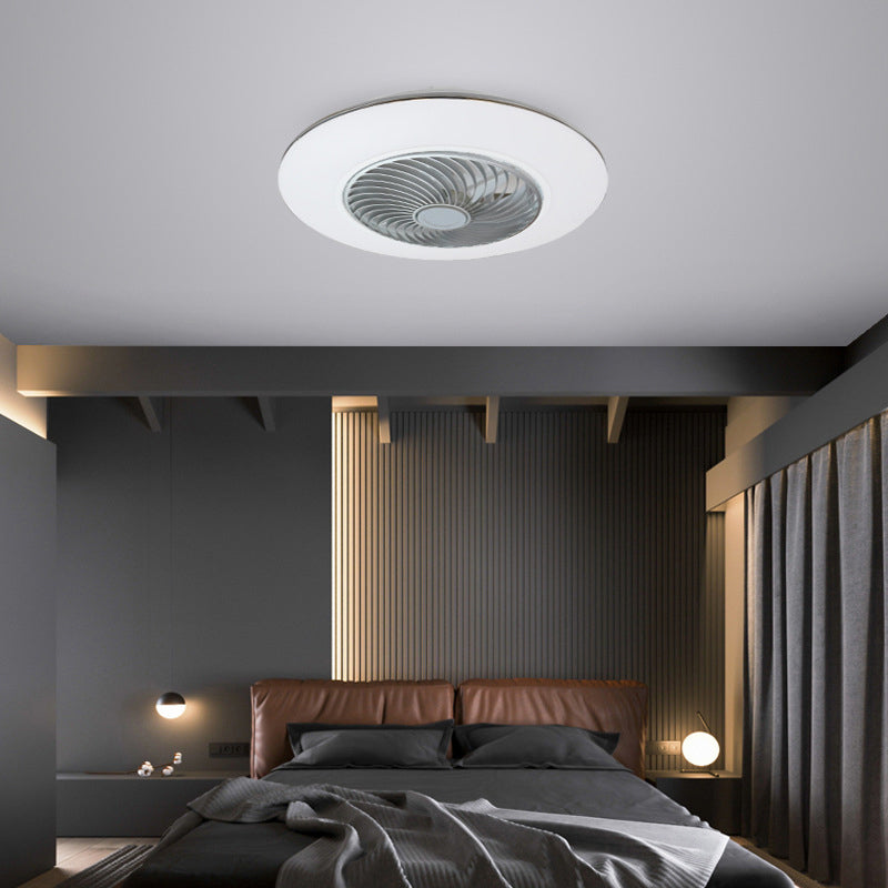 1-Light Round Flush Mount Lamp Modern Style Metal Fan Ceiling Lighting