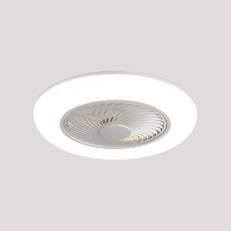 1-Light Round Flush Mount Lamp Modern Style Metal Fan Ceiling Lighting
