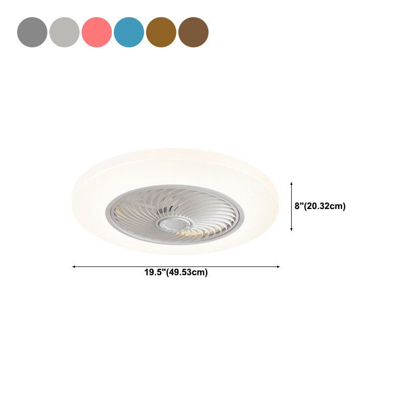 1-Light Round Flush Mount Lamp Modern Style Metal Fan Ceiling Lighting
