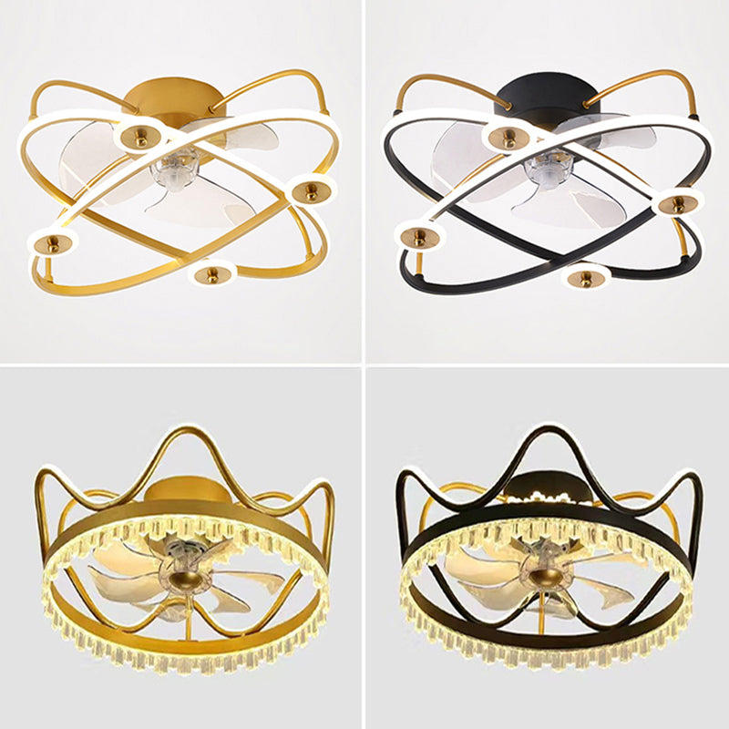 Metal Geometric Shape Ceiling Fans Modern Style Multi Lights Ceiling Fan Lamp Fixture