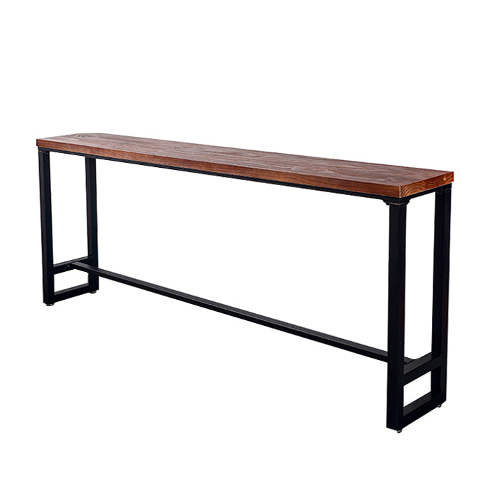 Solid Wood Top Bar Dining Table Industrial Bar Dining Table with Black Base