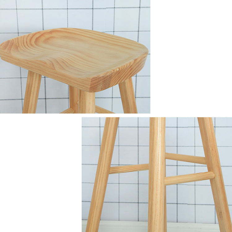 Contemporary Solid Wood Barstool Coffee Shop Bar Stool with Pedal