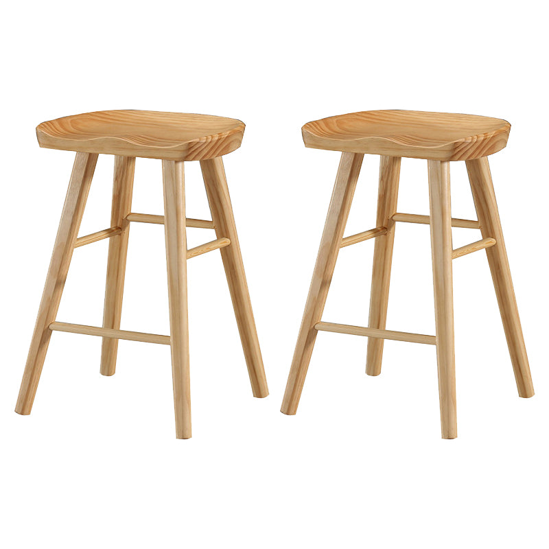 Coffee Shop Contemporary Wood Seat Barstool Wood 4 Legs Bar Stool with Pedal
