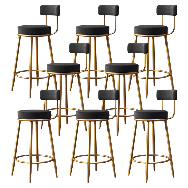 Glam Style Bar-stool Round Counter Bar Stool with Metal Legs