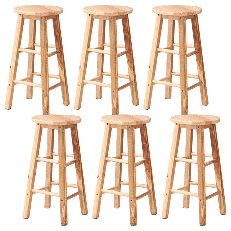 Dining Room Simple Style Wood Barstool Wood 4 Legs Bar Stool with Pedal
