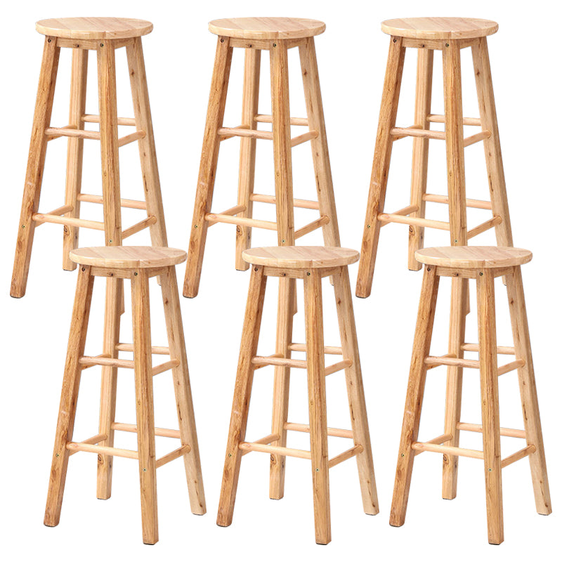 Dining Room Simple Style Wood Barstool Wood 4 Legs Bar Stool with Pedal