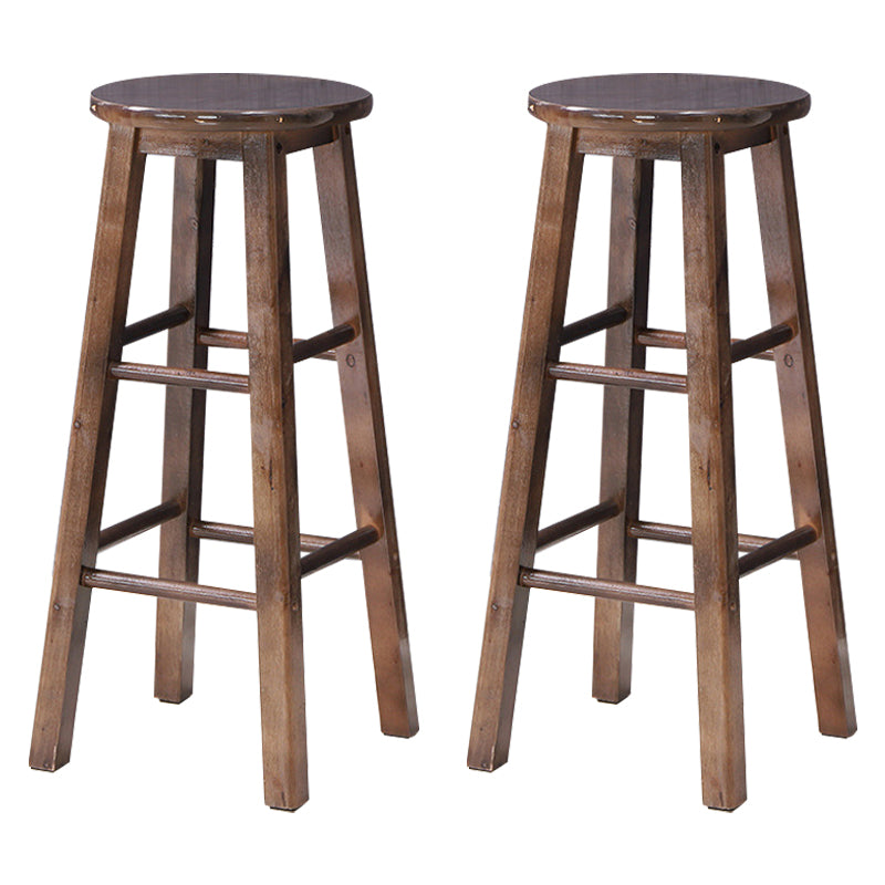 Dining Room Simple Style Wood Barstool Wood 4 Legs Bar Stool with Pedal
