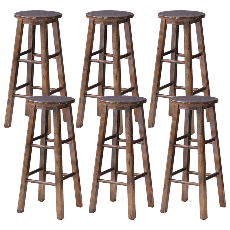 Dining Room Simple Style Wood Barstool Wood 4 Legs Bar Stool with Pedal