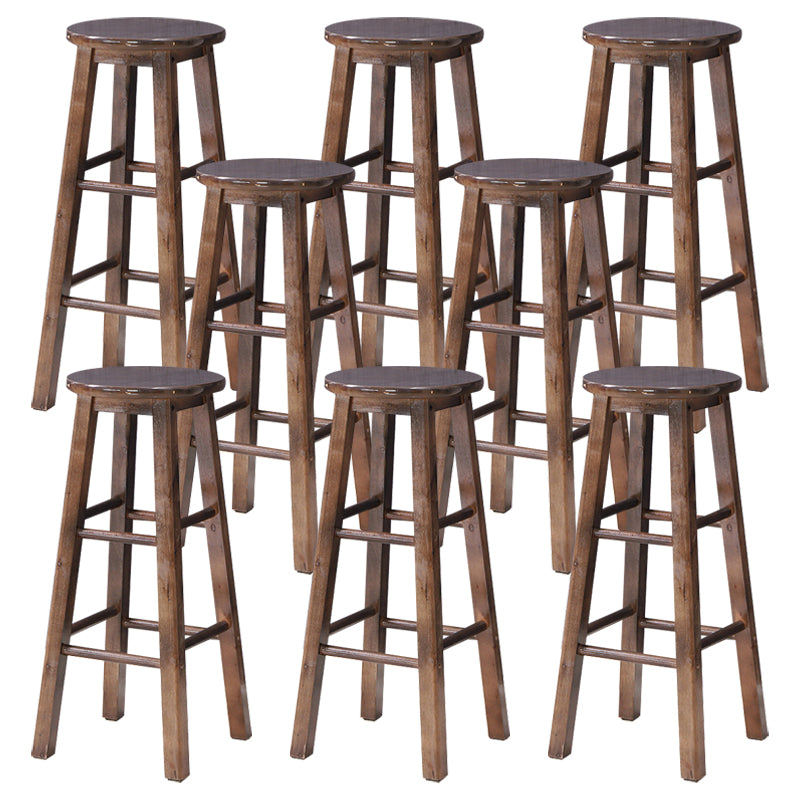 Dining Room Simple Style Wood Barstool Wood 4 Legs Bar Stool with Pedal