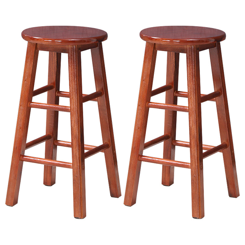 Dining Room Simple Style Wood Barstool Wood 4 Legs Bar Stool with Pedal