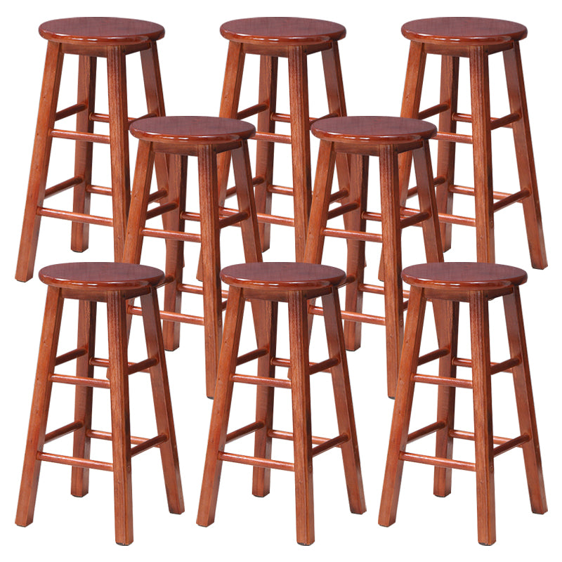 Dining Room Simple Style Wood Barstool Wood 4 Legs Bar Stool with Pedal