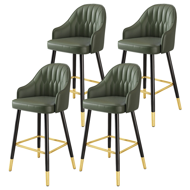 Leather Seat Barstool Nordic Style Iron Pedestal Bar Stool for Dining Room