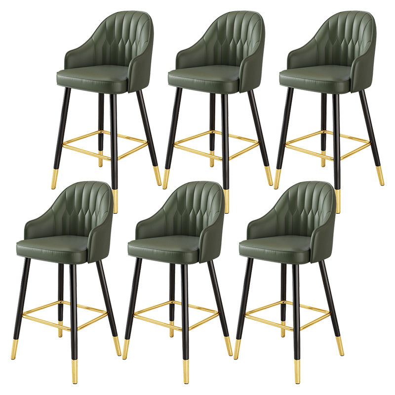 Leather Seat Barstool Nordic Style Iron Pedestal Bar Stool for Dining Room