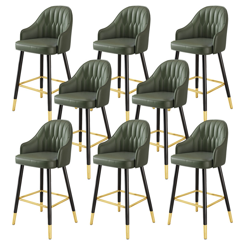 Leather Seat Barstool Nordic Style Iron Pedestal Bar Stool for Dining Room