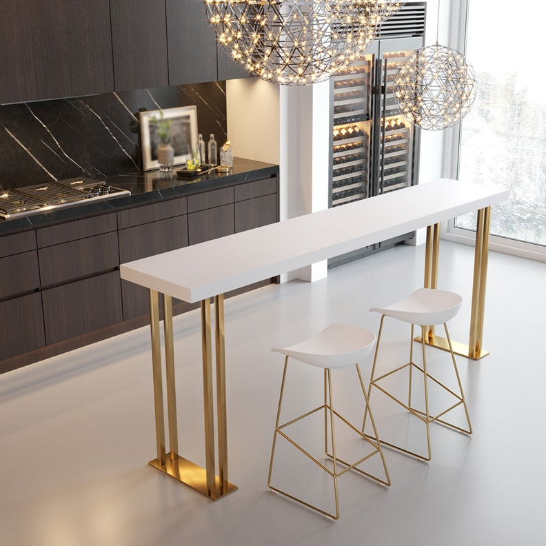 Modern Rectangle Solid Wood Bar Table Set 1/3 Pieces Counter Table with White Stools