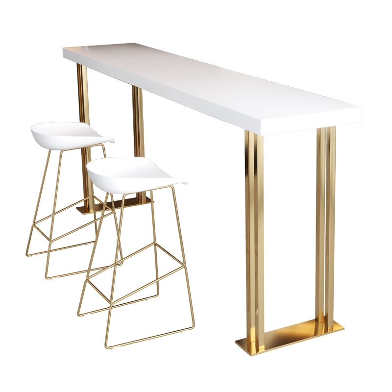 Modern Rectangle Solid Wood Bar Table Set 1/3 Pieces Counter Table with White Stools