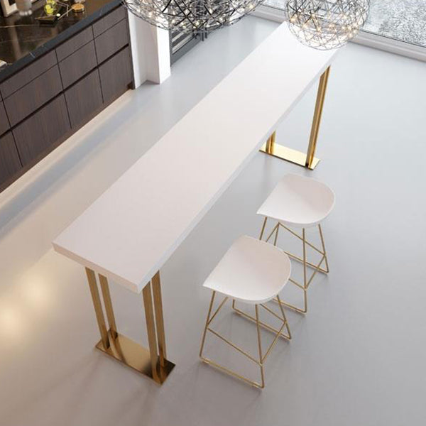 Modern Rectangle Solid Wood Bar Table Set 1/3 Pieces Counter Table with White Stools