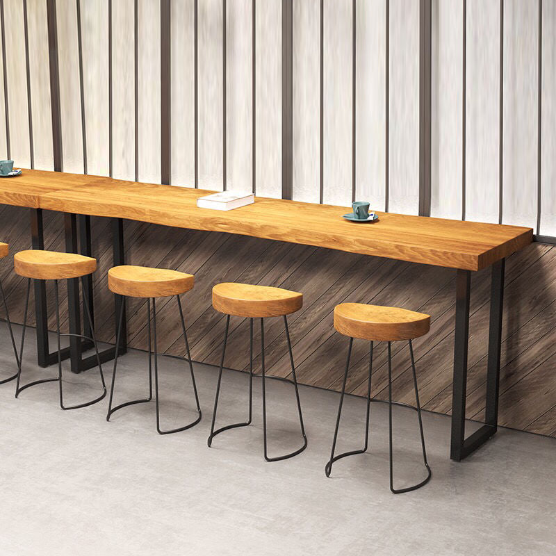 Industrial Rectangle Solid Wood Bar Table Set 1/5 Pieces Counter Table with Stools