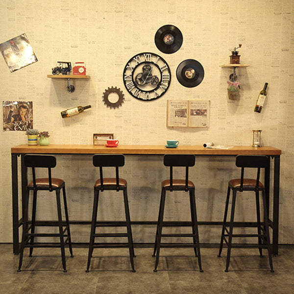 Industrial 1/5 Pieces Bar Table Set Rectangle Pine Wood Counter Table with High Stools