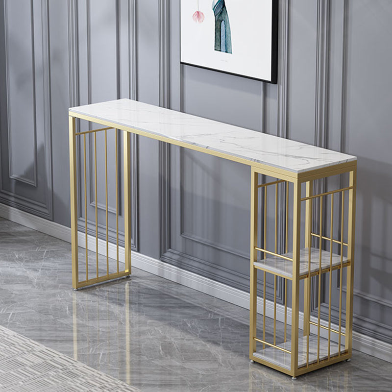 Glam Rectangle White Counter Height Set 1/2/3 Pieces Marble Pub Dining Set